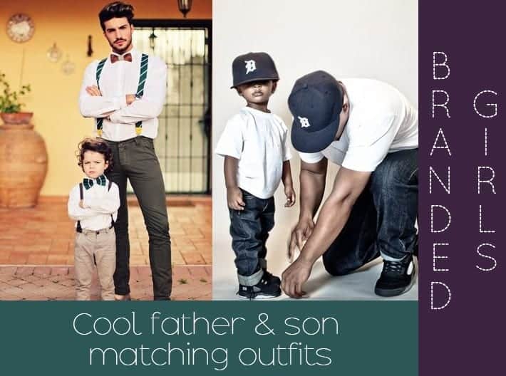 man and son matching outfits