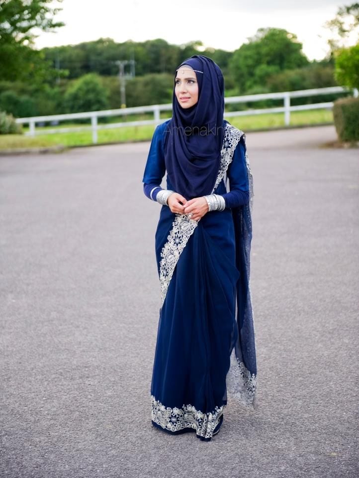 Modest Saree Styles-15 Latest Saree Designs For Muslim Women