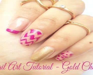 DIY Gold Chevron Nail Design-Step By Step Nail Art Tutorial