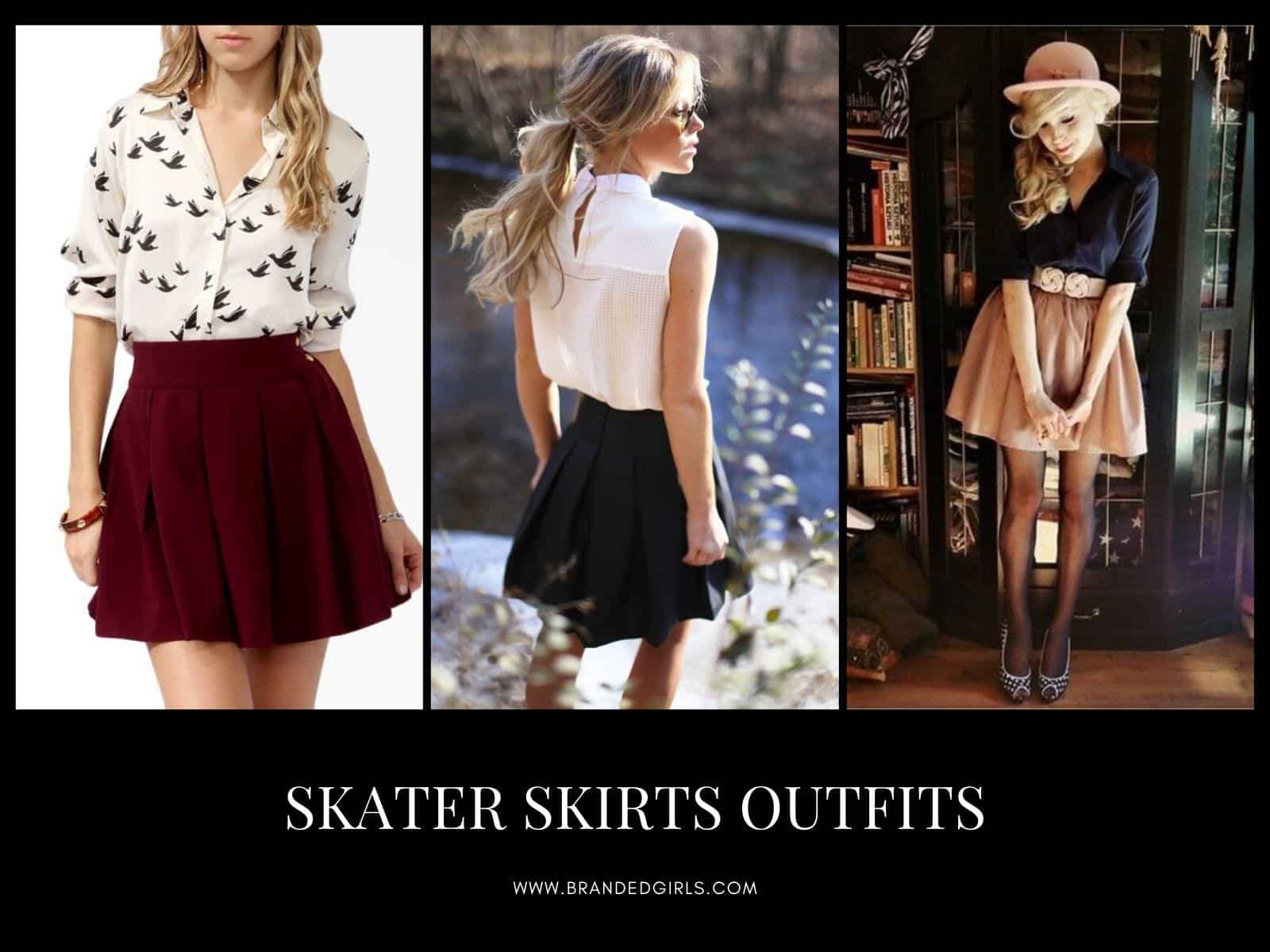 skater skirt outfits with tights