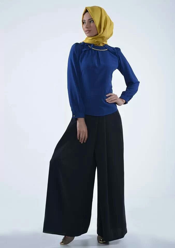 How to wear hijab with palazzo pants? (15)