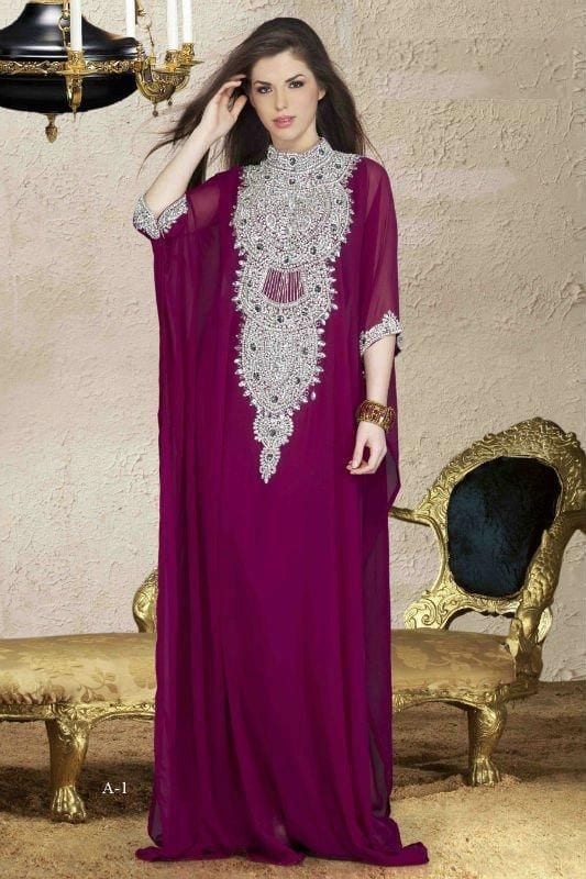 Abaya with Gems on Neckline