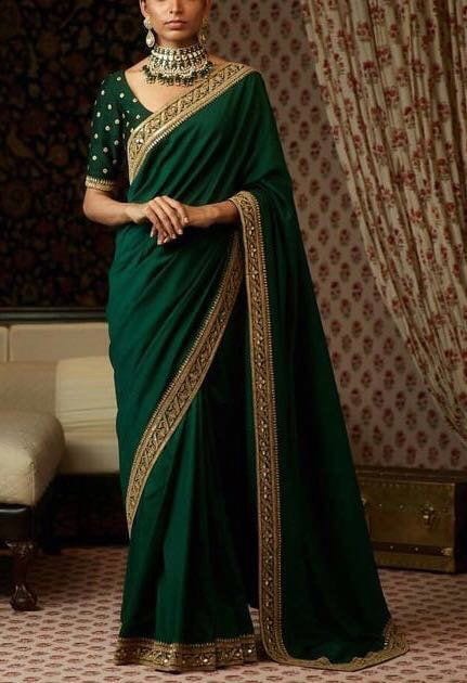 Forest green saaree