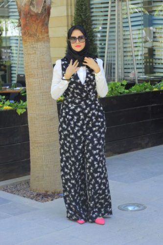 printed jumpsuit with hijab