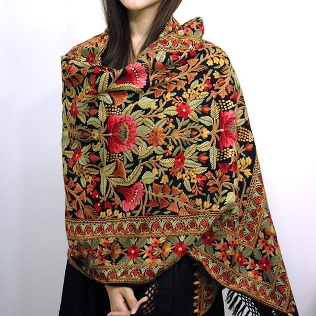 traditional Handmade Kashmiri embroidered shawl
