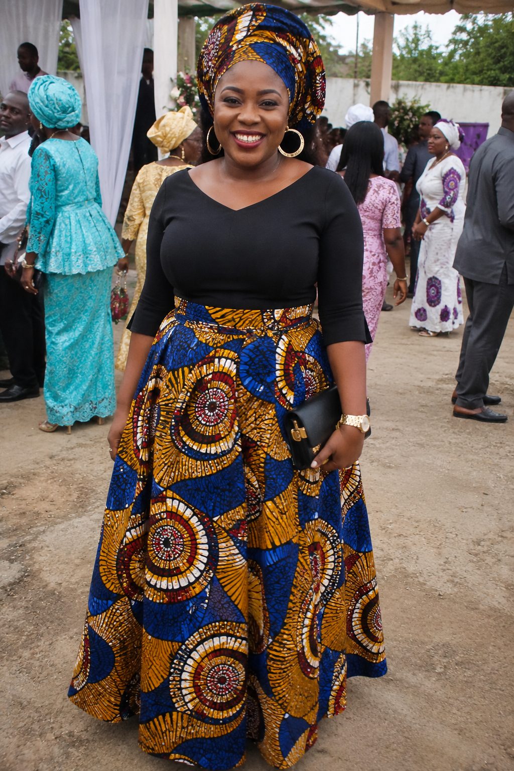 Wax print skirt with a matching head wrap
