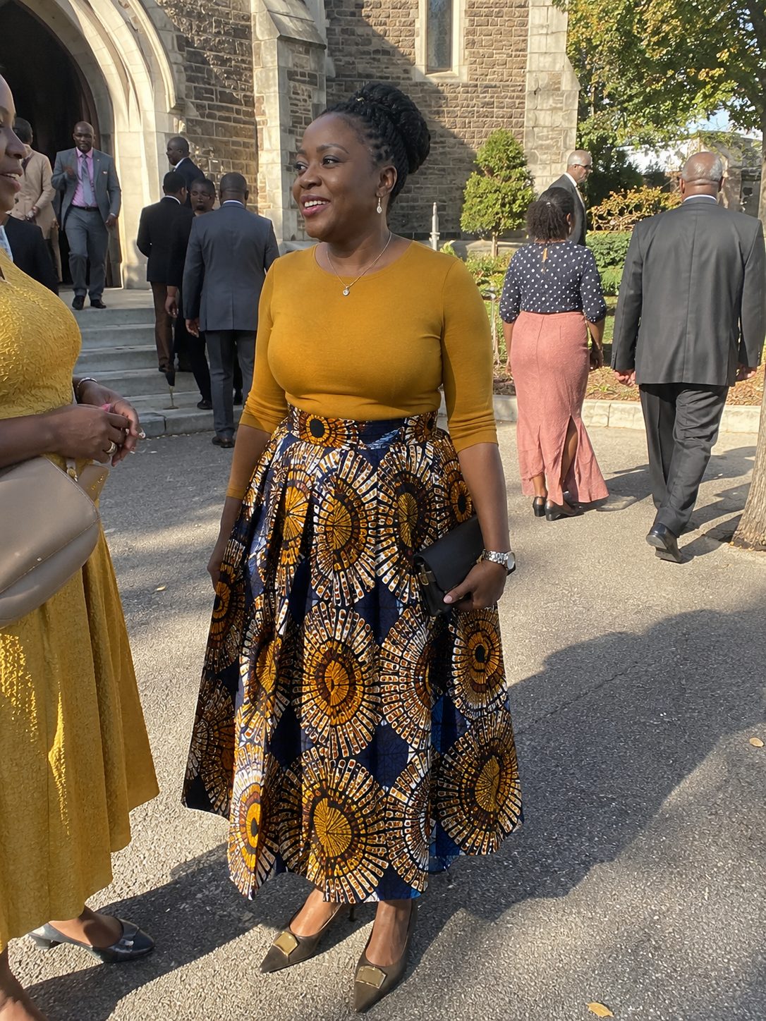 Ankara pleated skirt with a knitted top