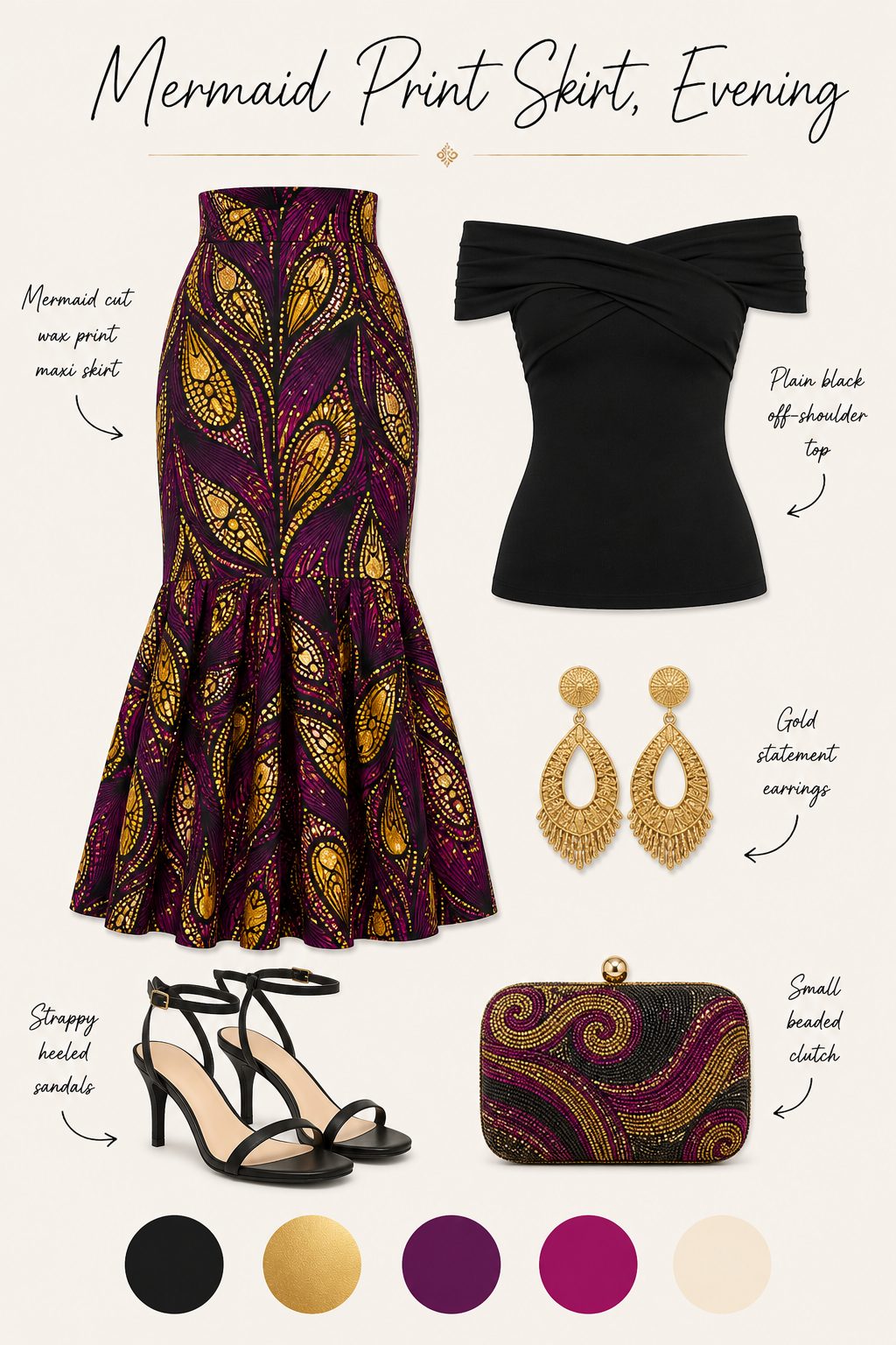Mermaid-cut print skirt for evening