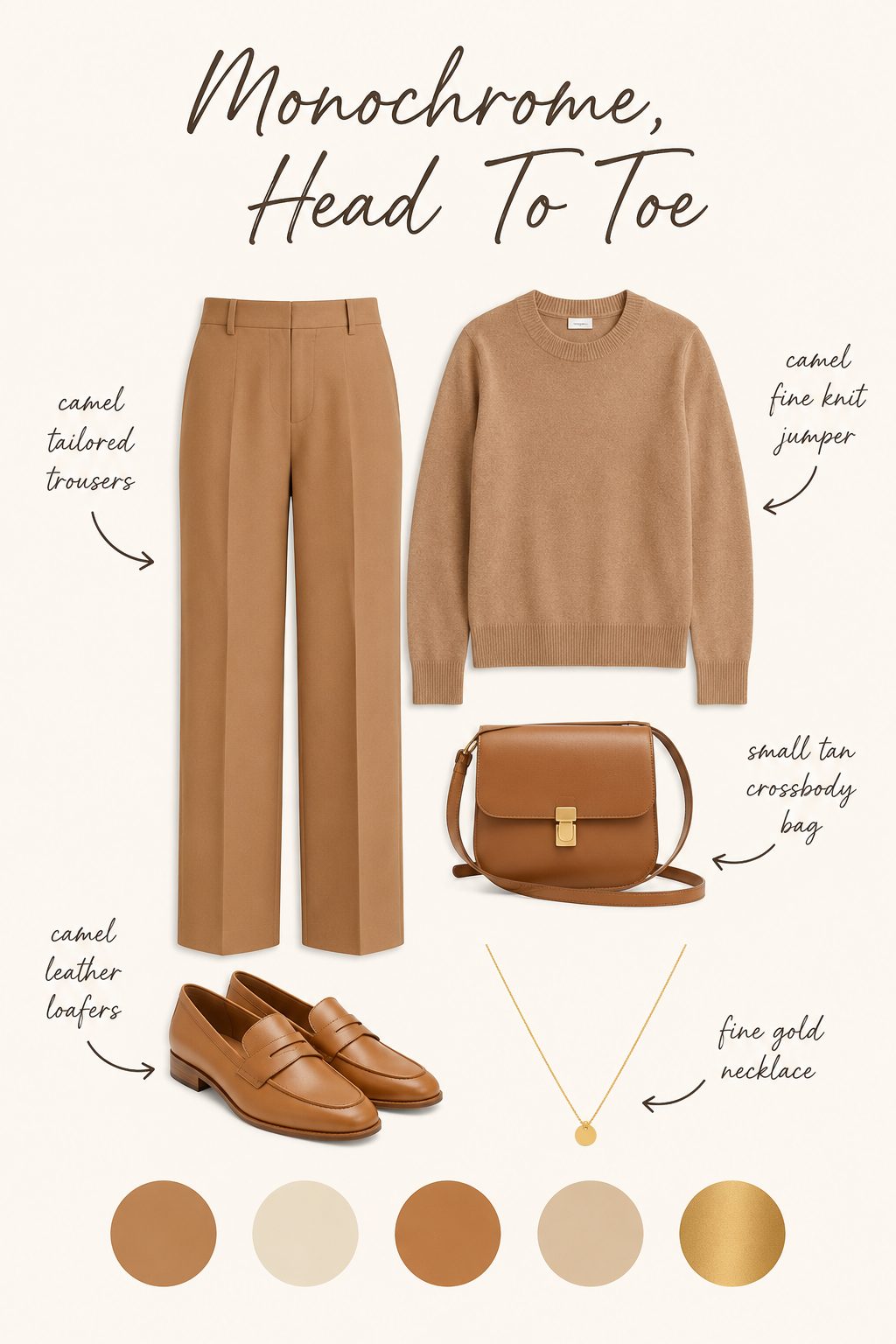 Monochrome trousers and knit outfit collage