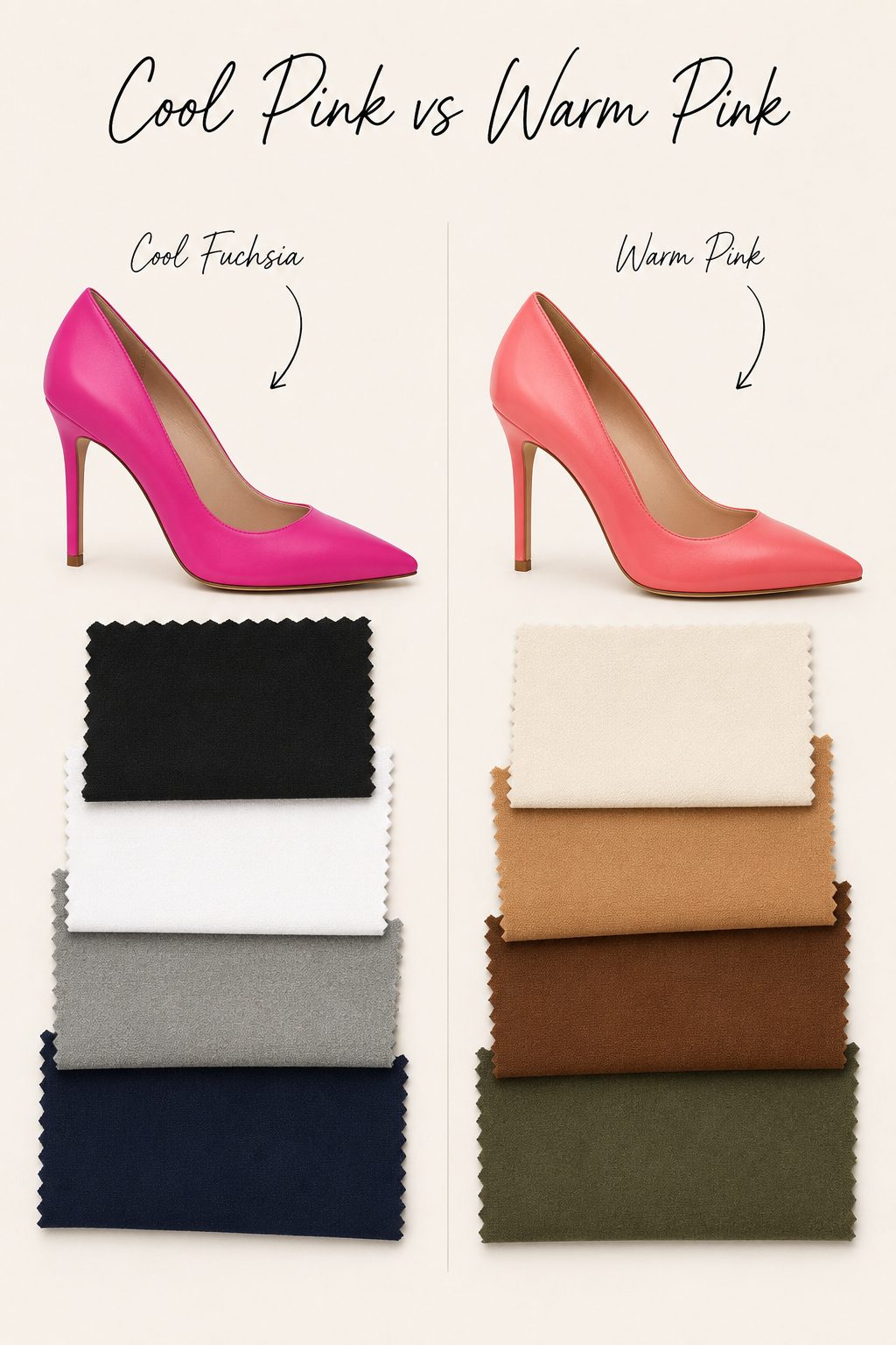 Cool fuchsia versus warm pink undertones