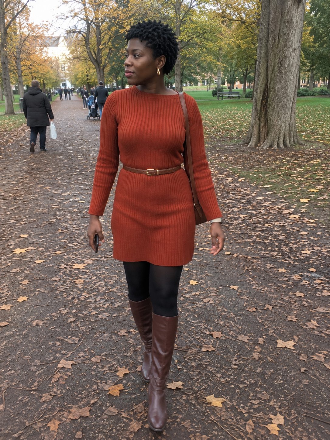 Jumper Dress With Knee Boots