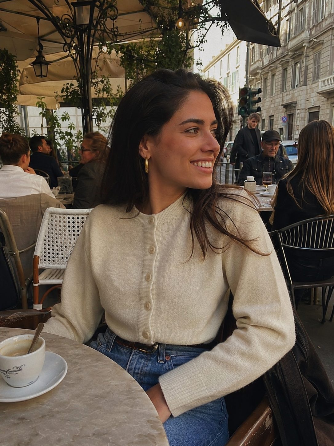 Cardigan Buttoned Up as a Top