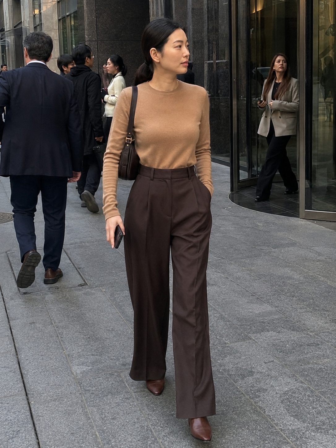 Fine Knit Tucked Into Wide-Leg Trousers
