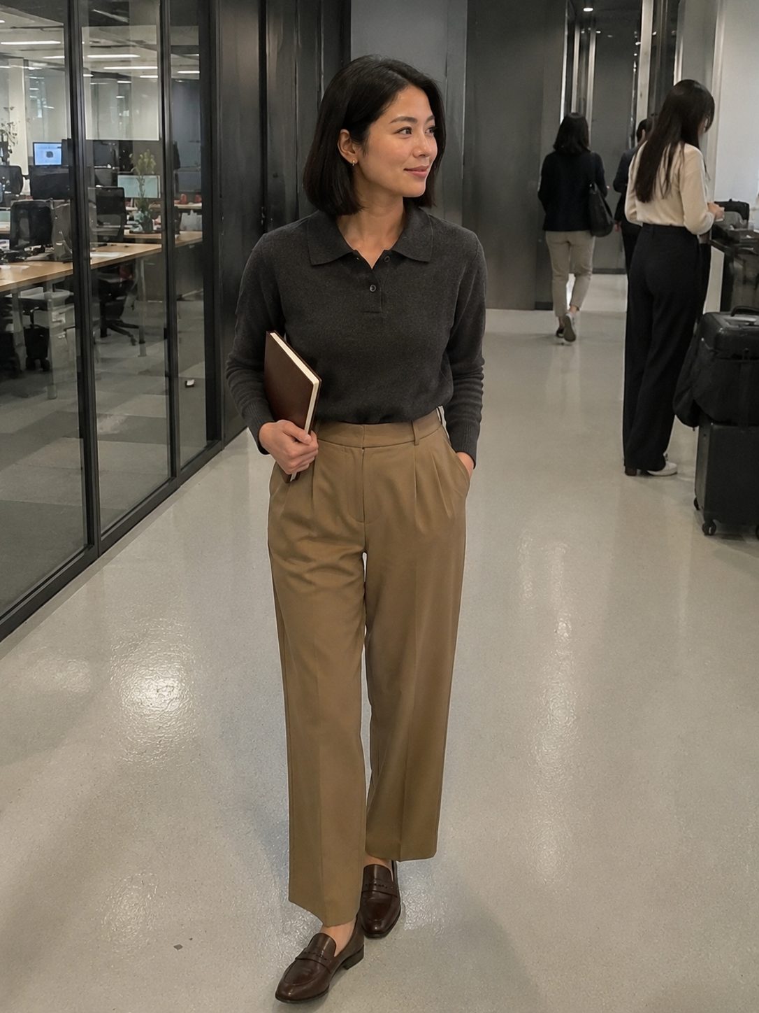 Collared Knit Polo With Tailored Trousers