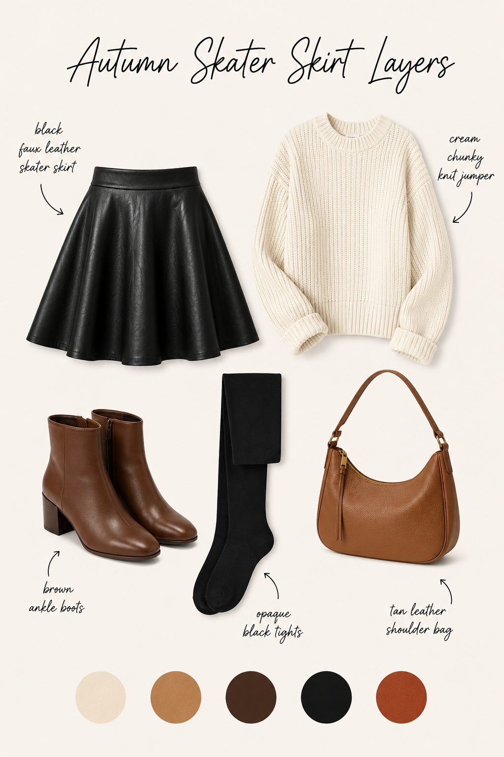 Autumn skater skirt layers outfit collage