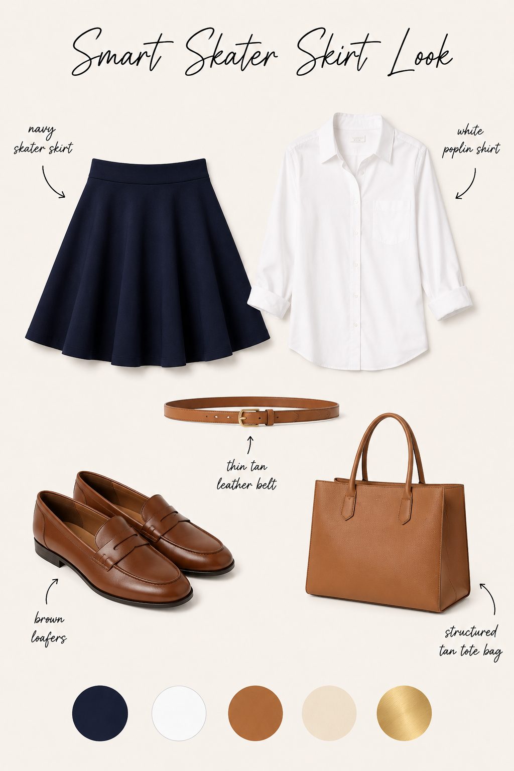 Smart skater skirt outfit collage