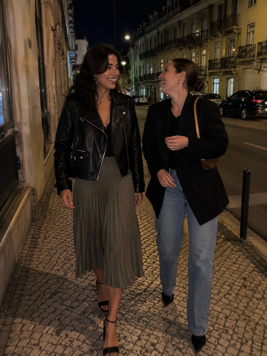 Leather Jacket and a Pleated Skirt