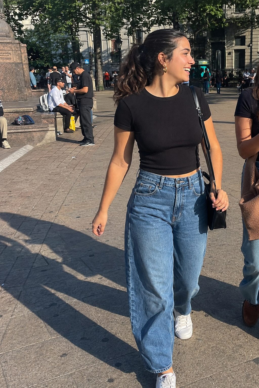 Barrel-Leg Jeans with a Fitted Top