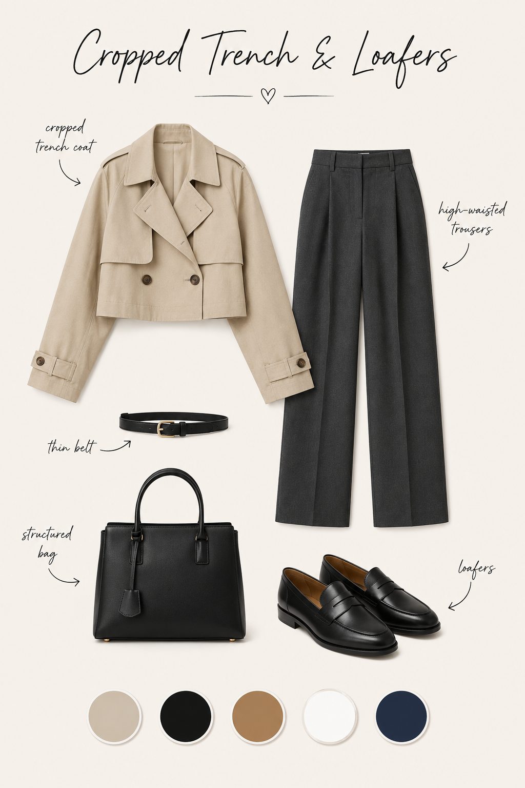 Cropped Trench with Loafers collage