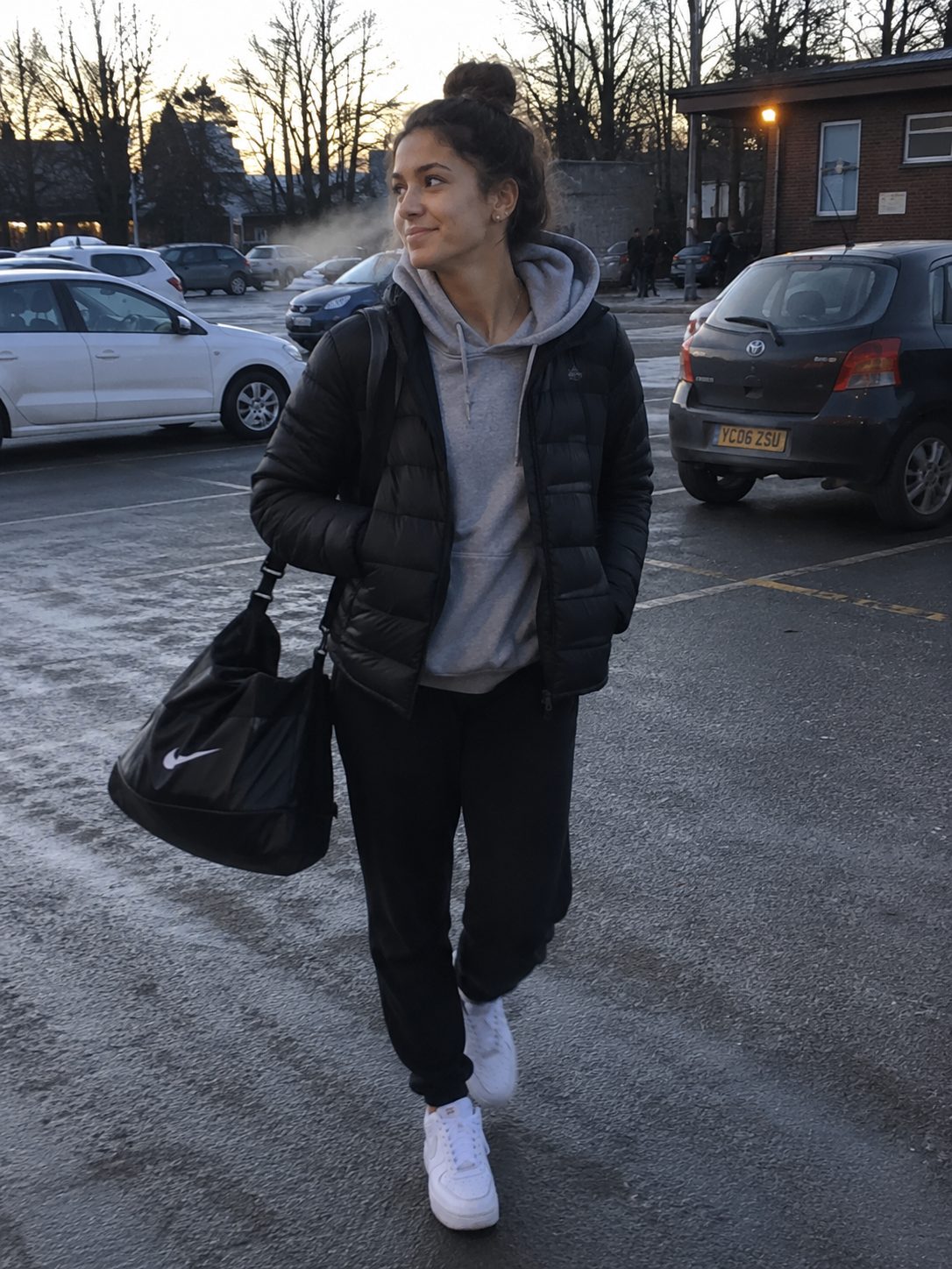 Puffer jacket with joggers