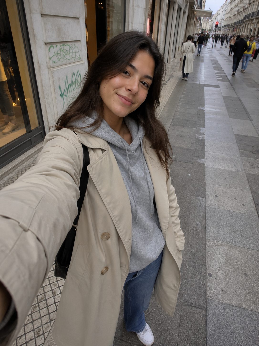 Trench coat over a hoodie
