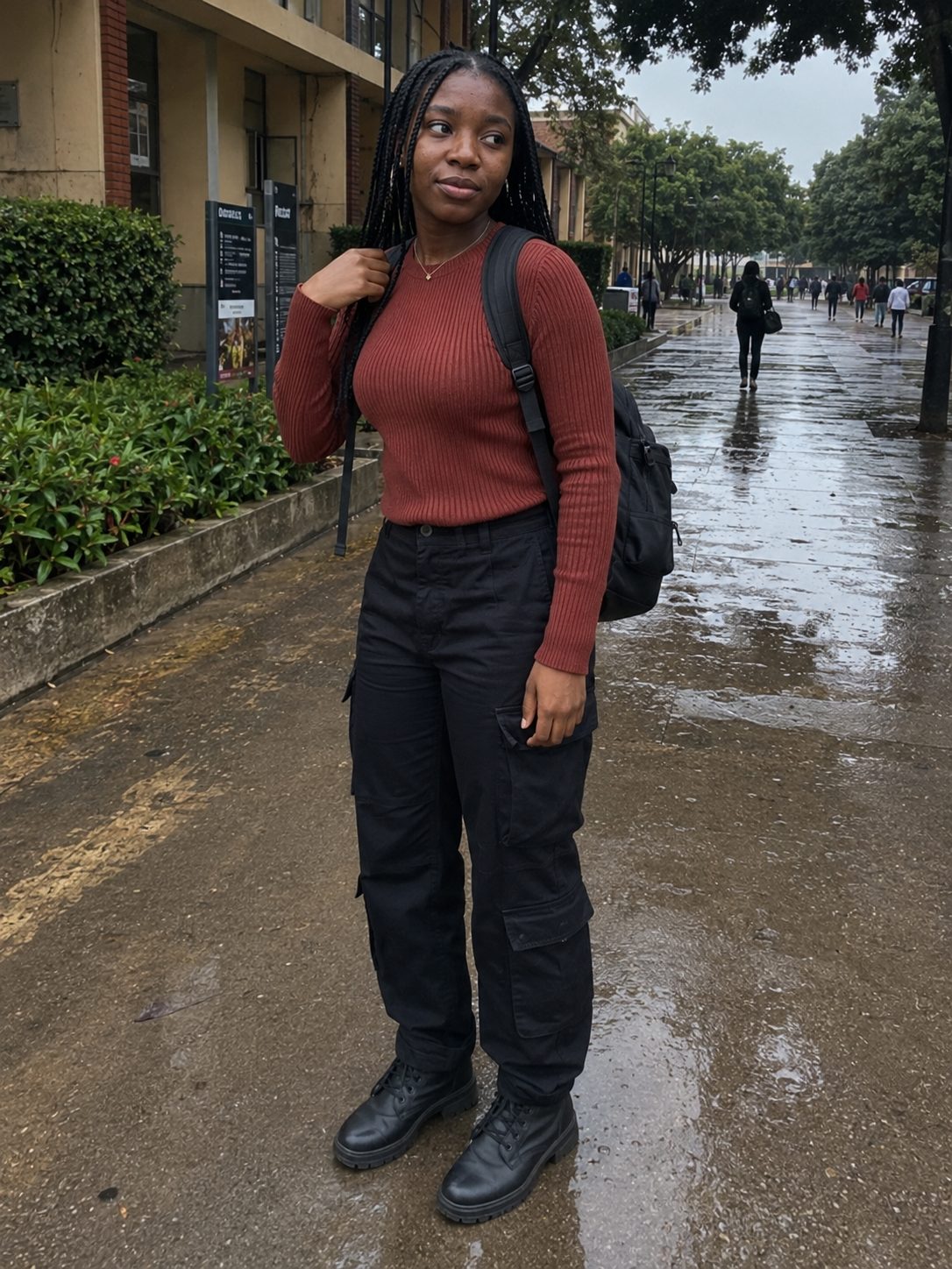 Cargo trousers with a fitted knit