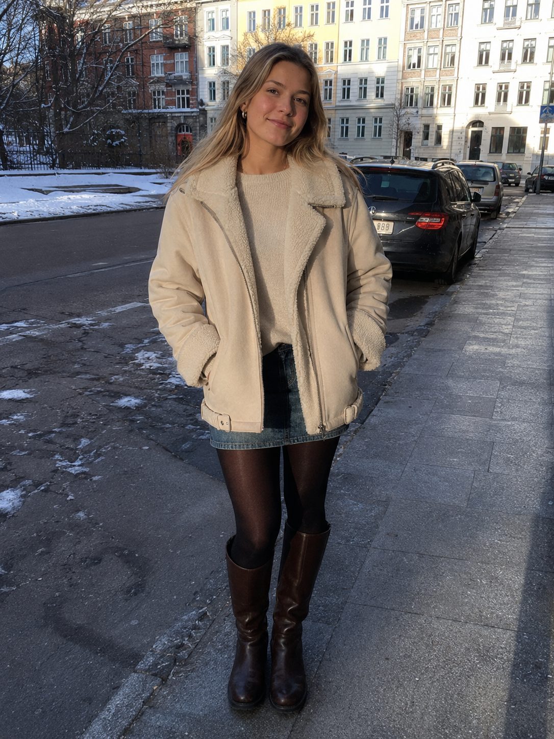 Fleece-lined jacket with a skirt and boots