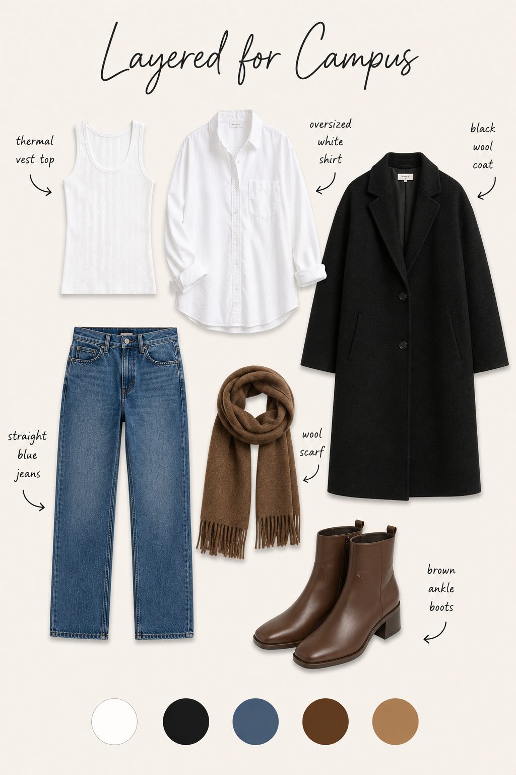 Three-layer winter school outfit collage