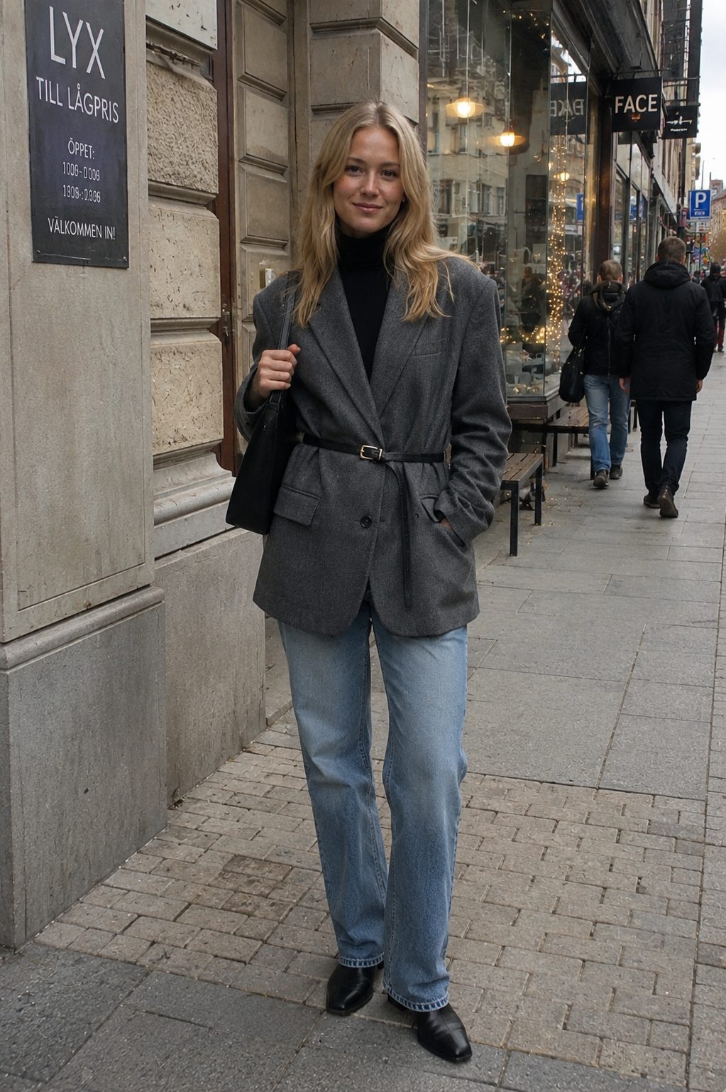 Oversized Blazer with a Cinched Belt