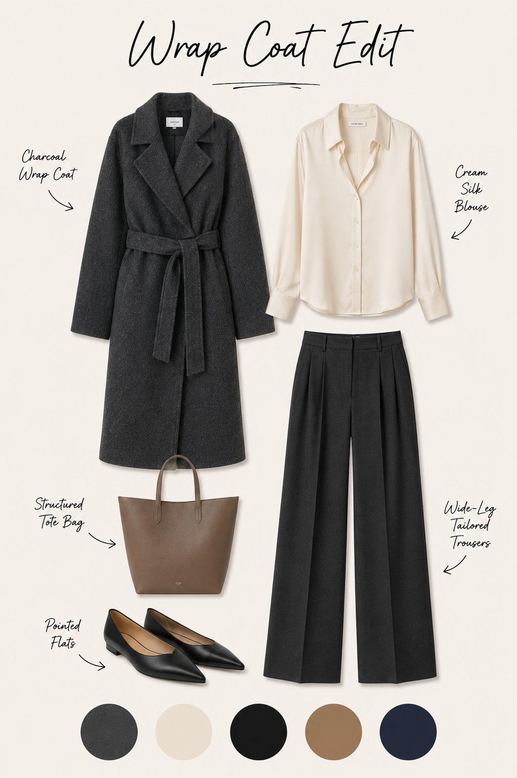 Wrap Coat with Wide-Leg Trousers