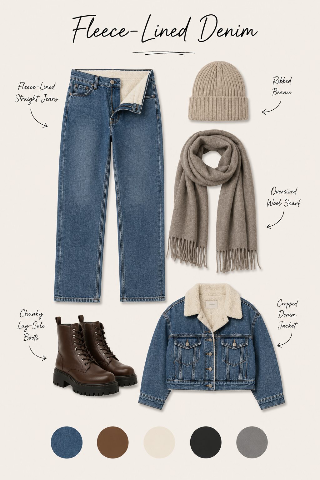 Fleece-Lined Denim with Chunky Boots