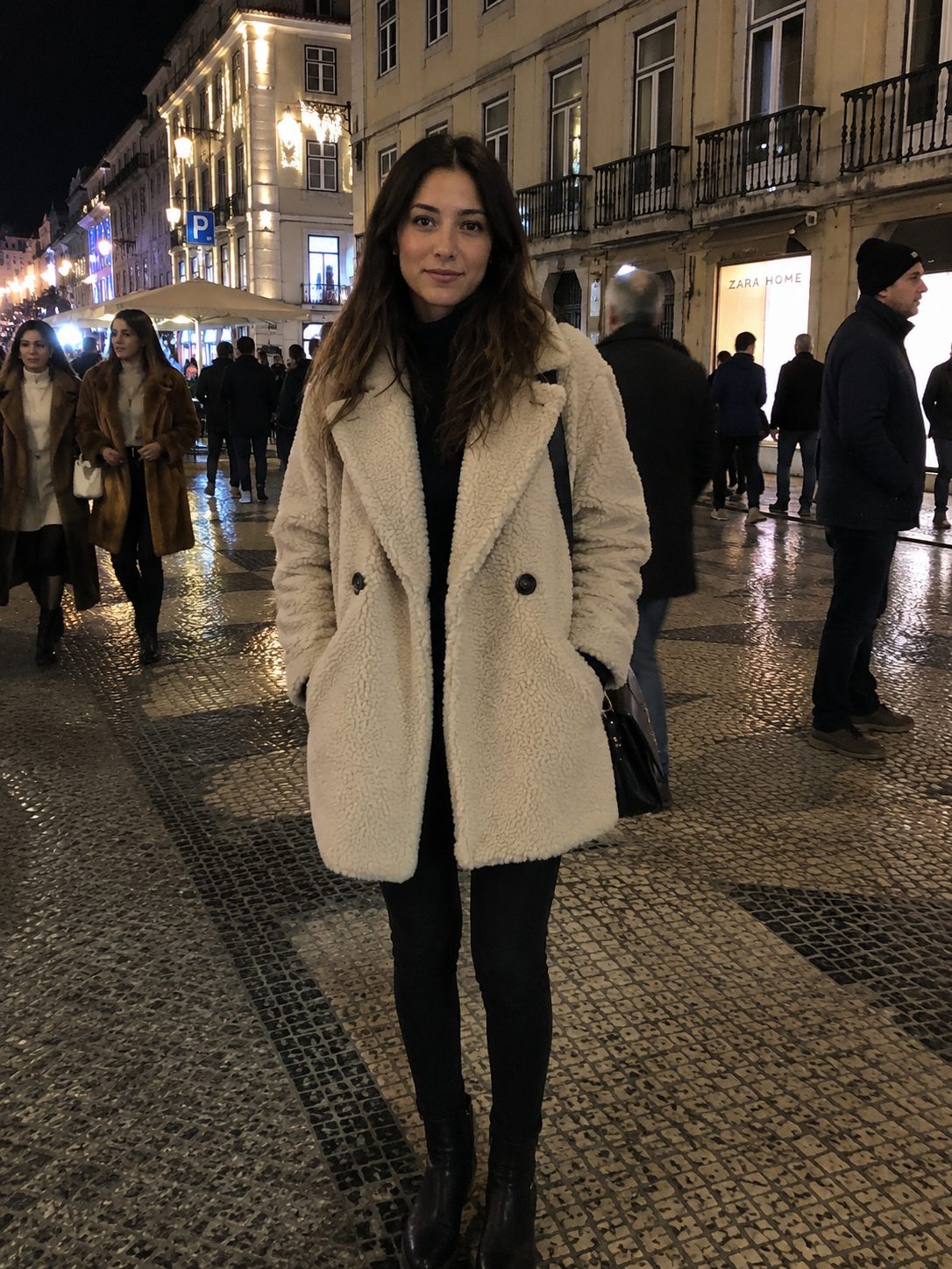 Shearling Coat with Skinny Jeans