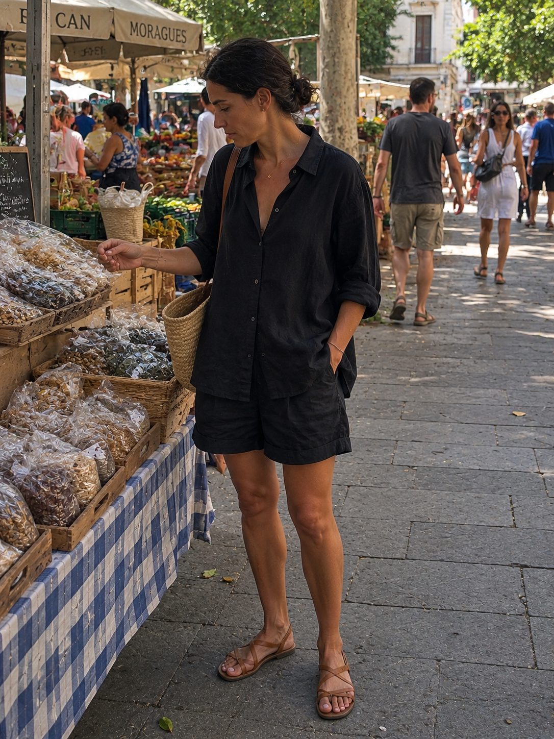 Black Linen Shirt and Matching Shorts