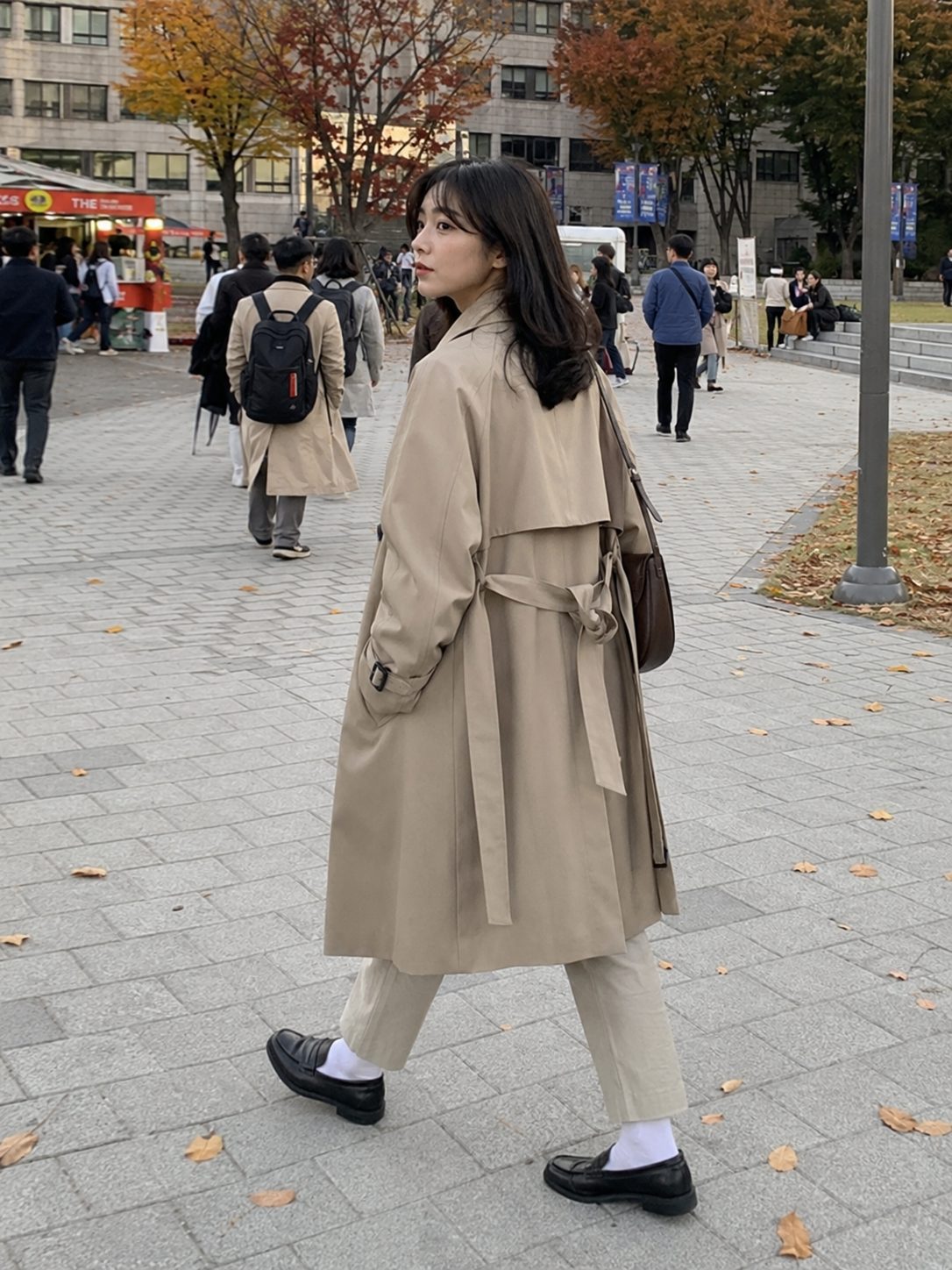 Trench Coat With Loafers and Crew Socks