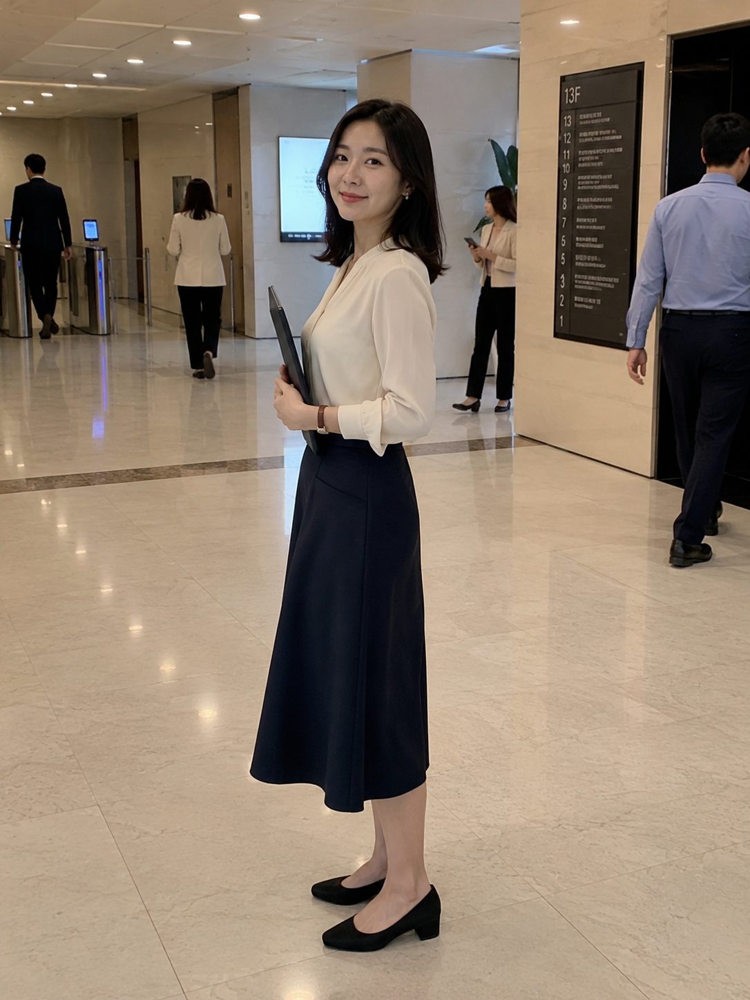 Blouse With an A-Line Midi Skirt