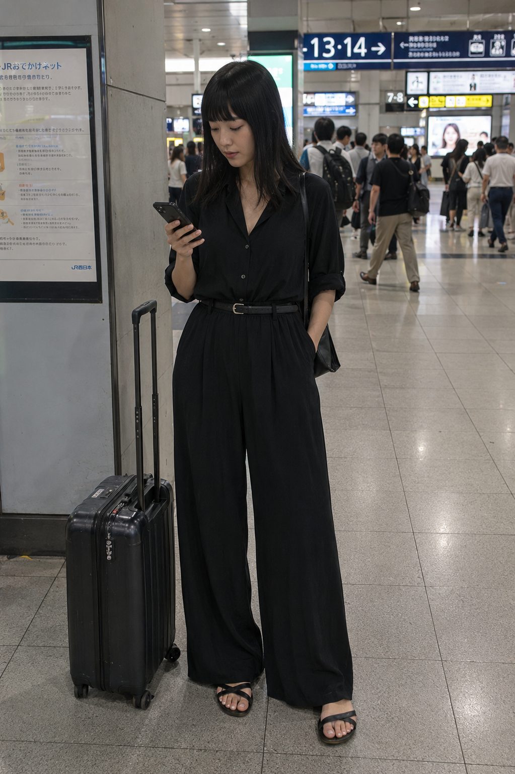Black Jumpsuit with Rolled Sleeves