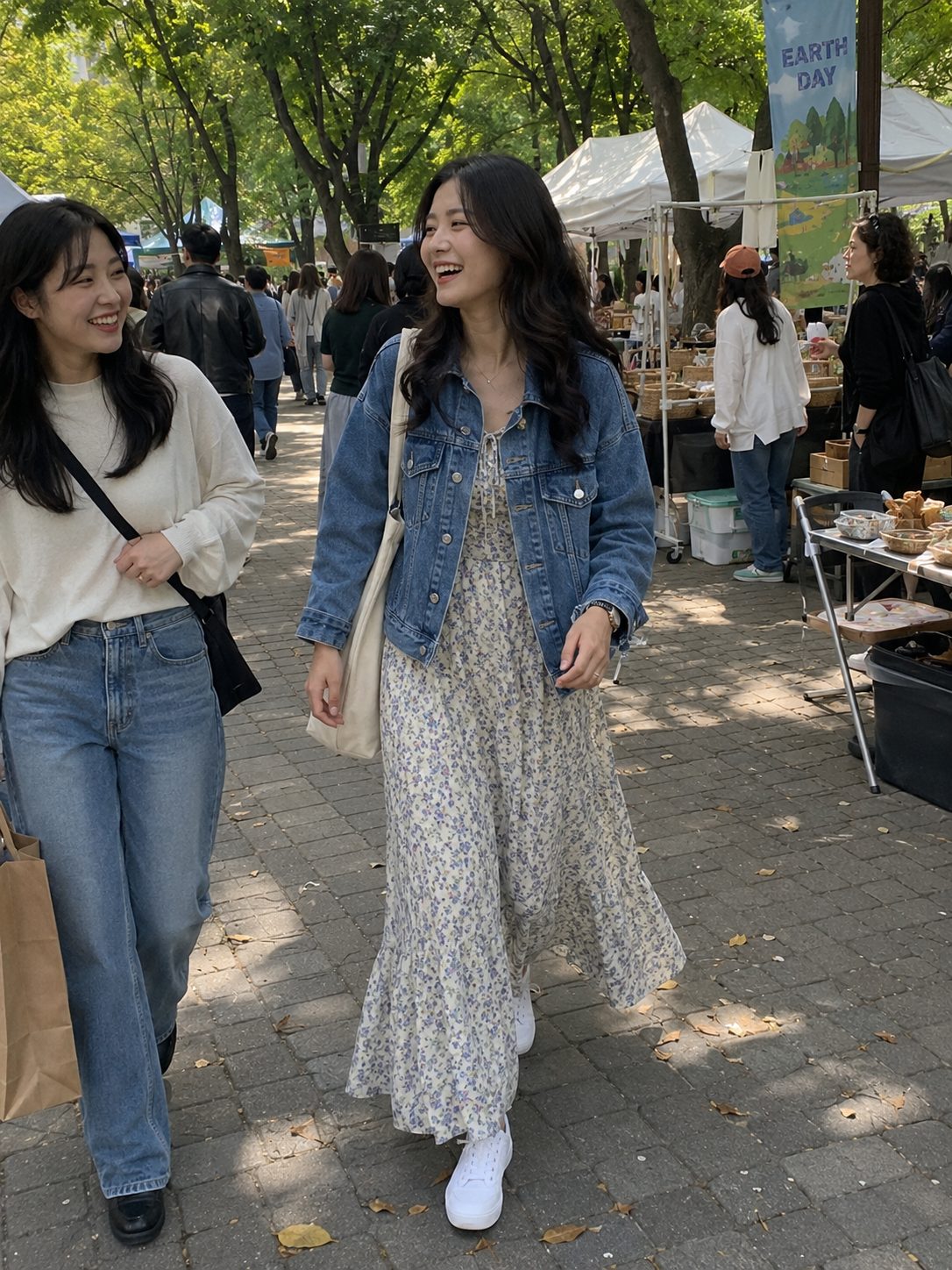 Denim Jacket Over a Long Dress
