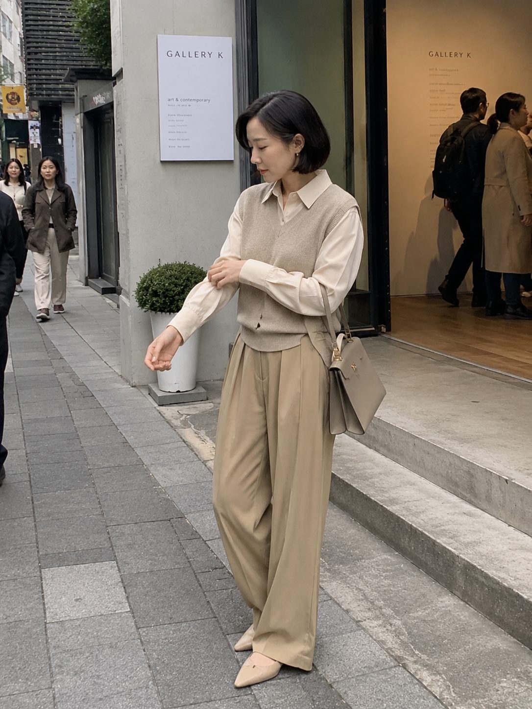Head-to-Toe Beige Outfit