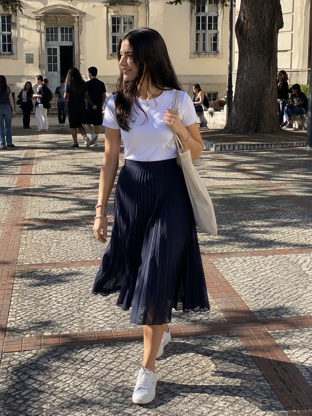 Pleated Midi with Trainers