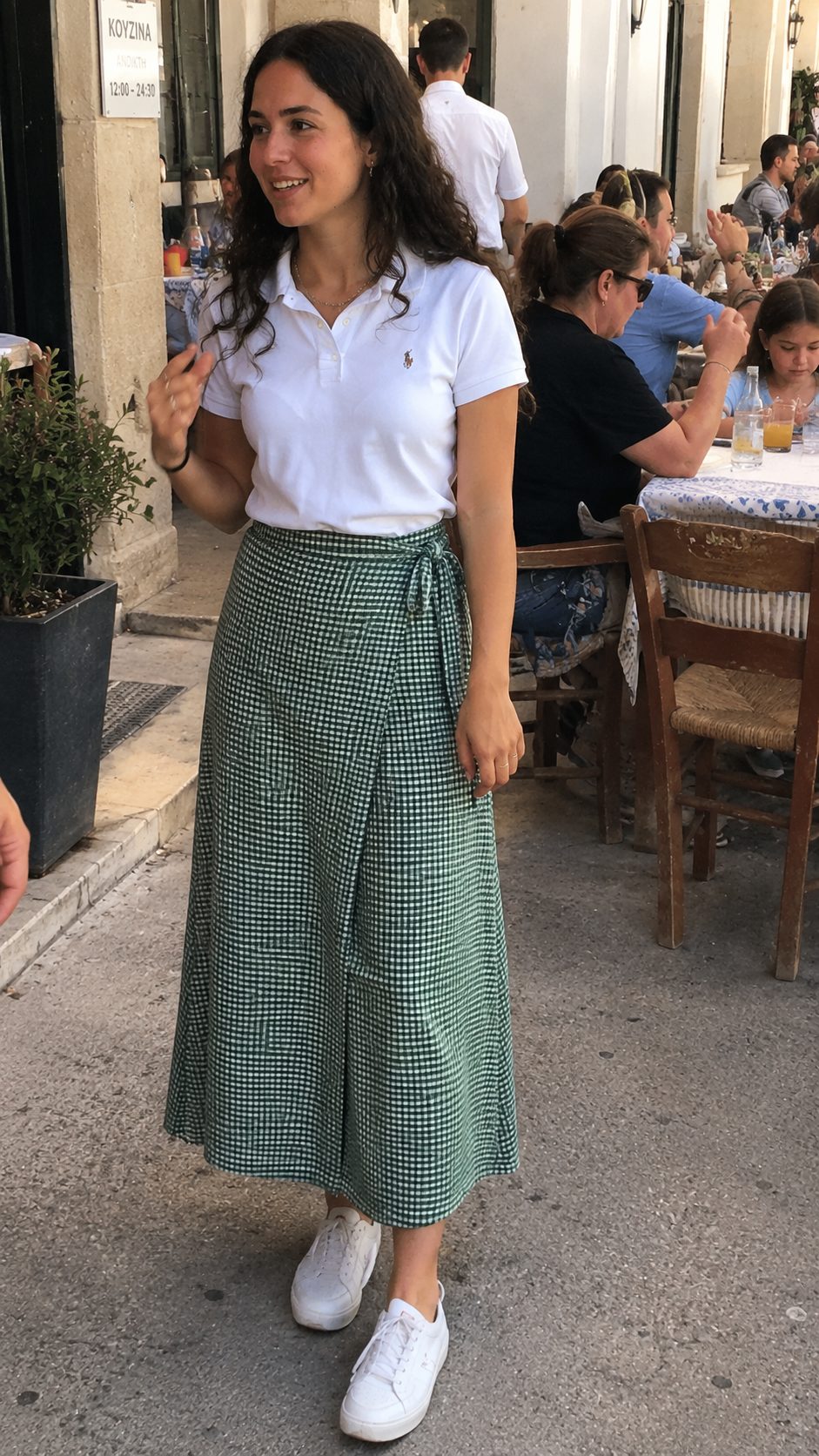 Checked Wrap Skirt with a Polo
