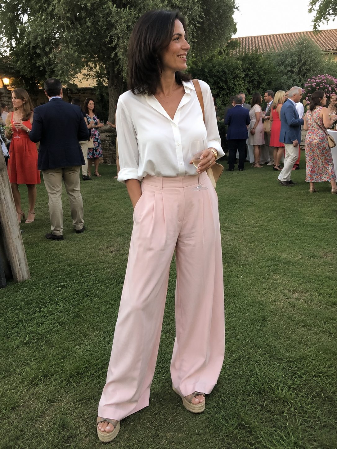 Wedge Sandals With Wide-Leg Pants