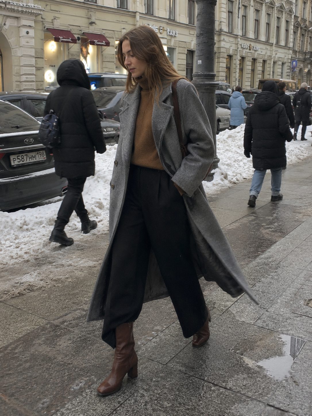 Knee-High Boots With Wide-Leg Pants