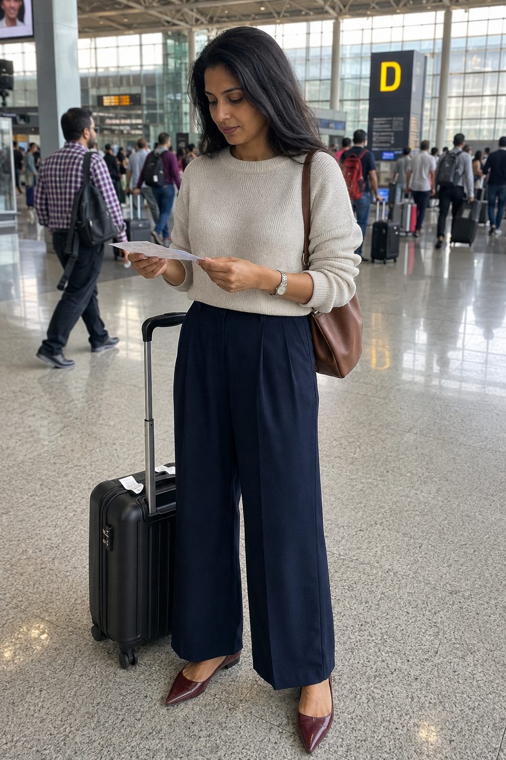 Pointed Flats With Wide-Leg Pants