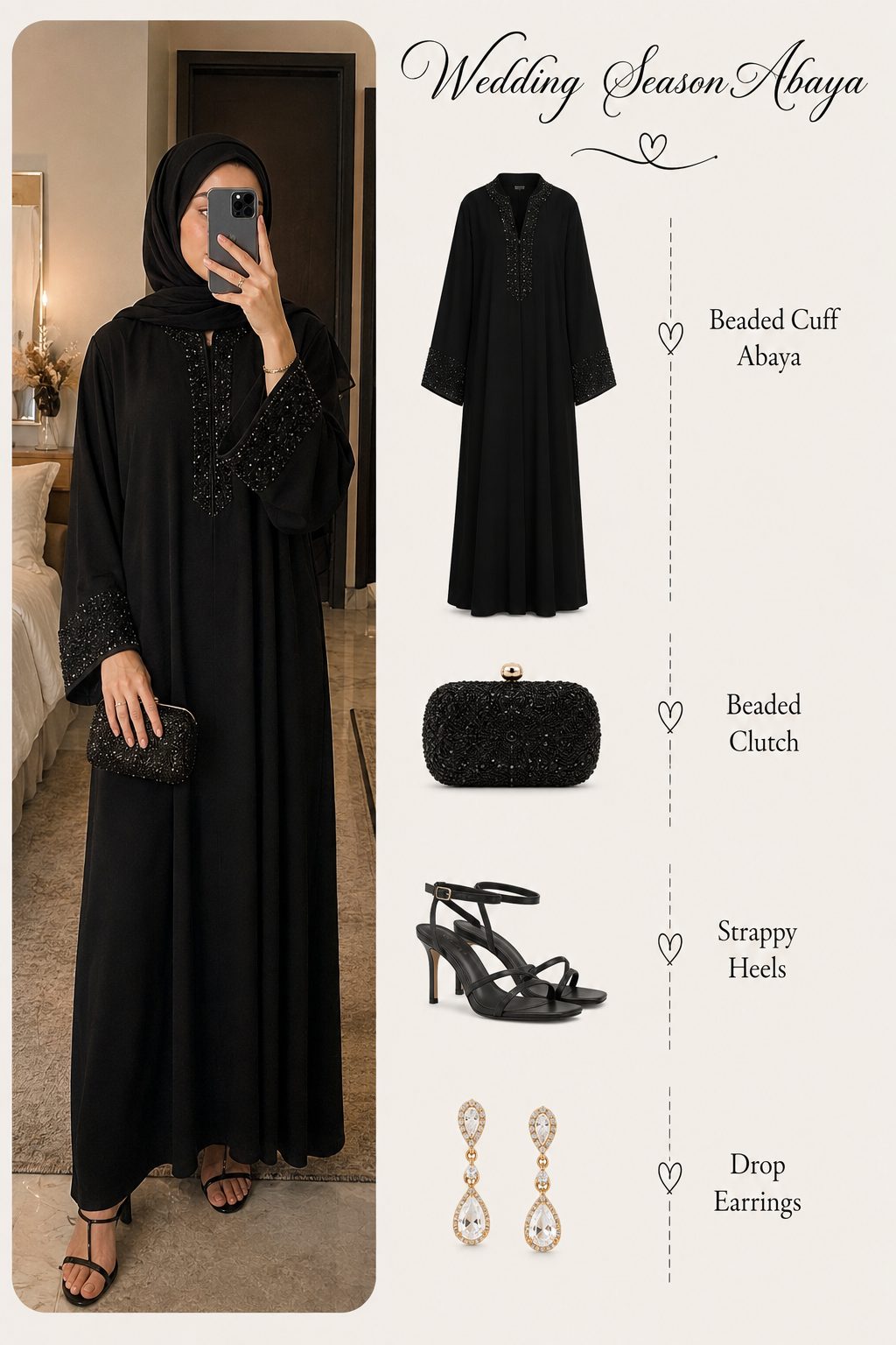 Beaded cuff abaya for wedding season
