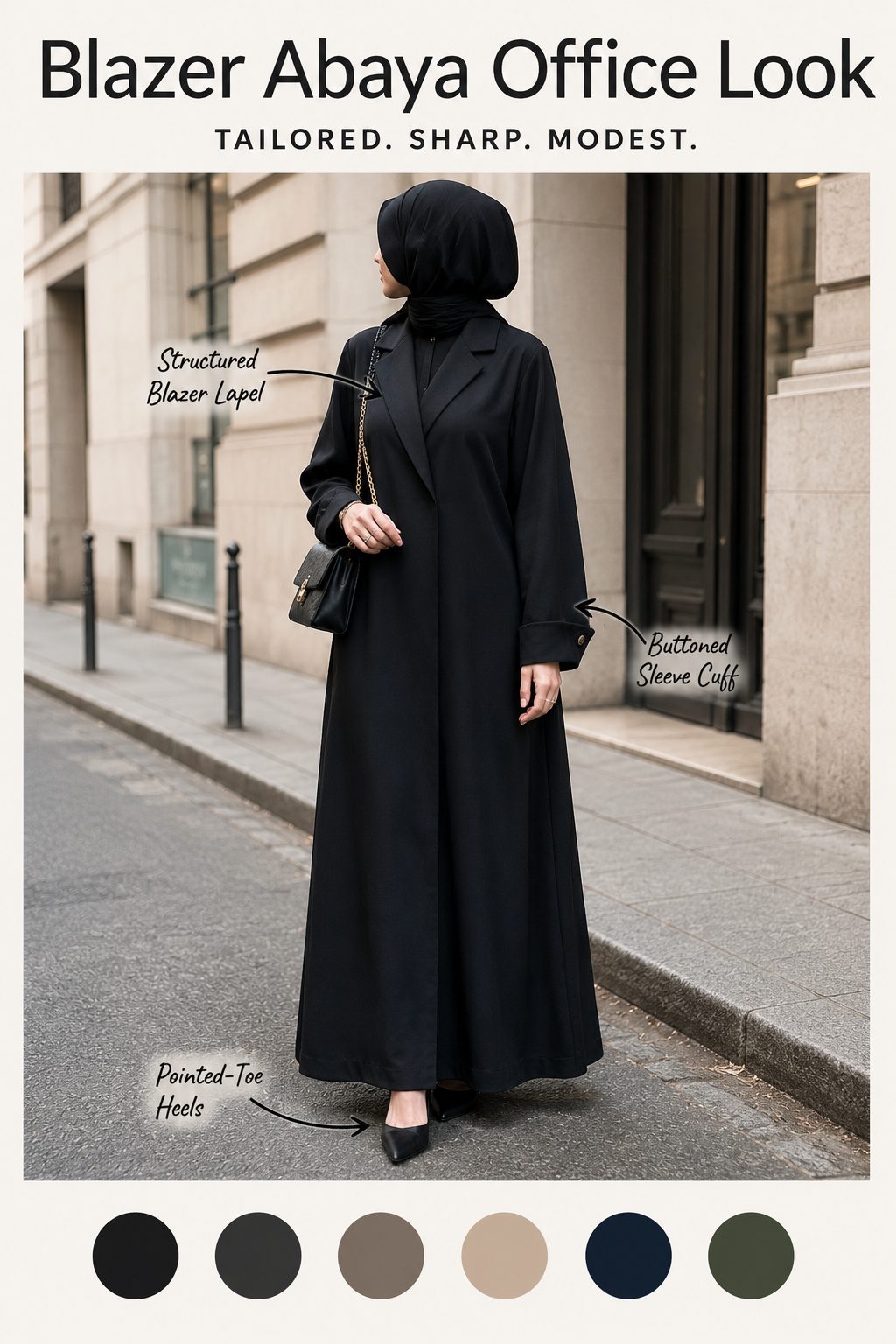 Blazer-cut abaya with a structured lapel