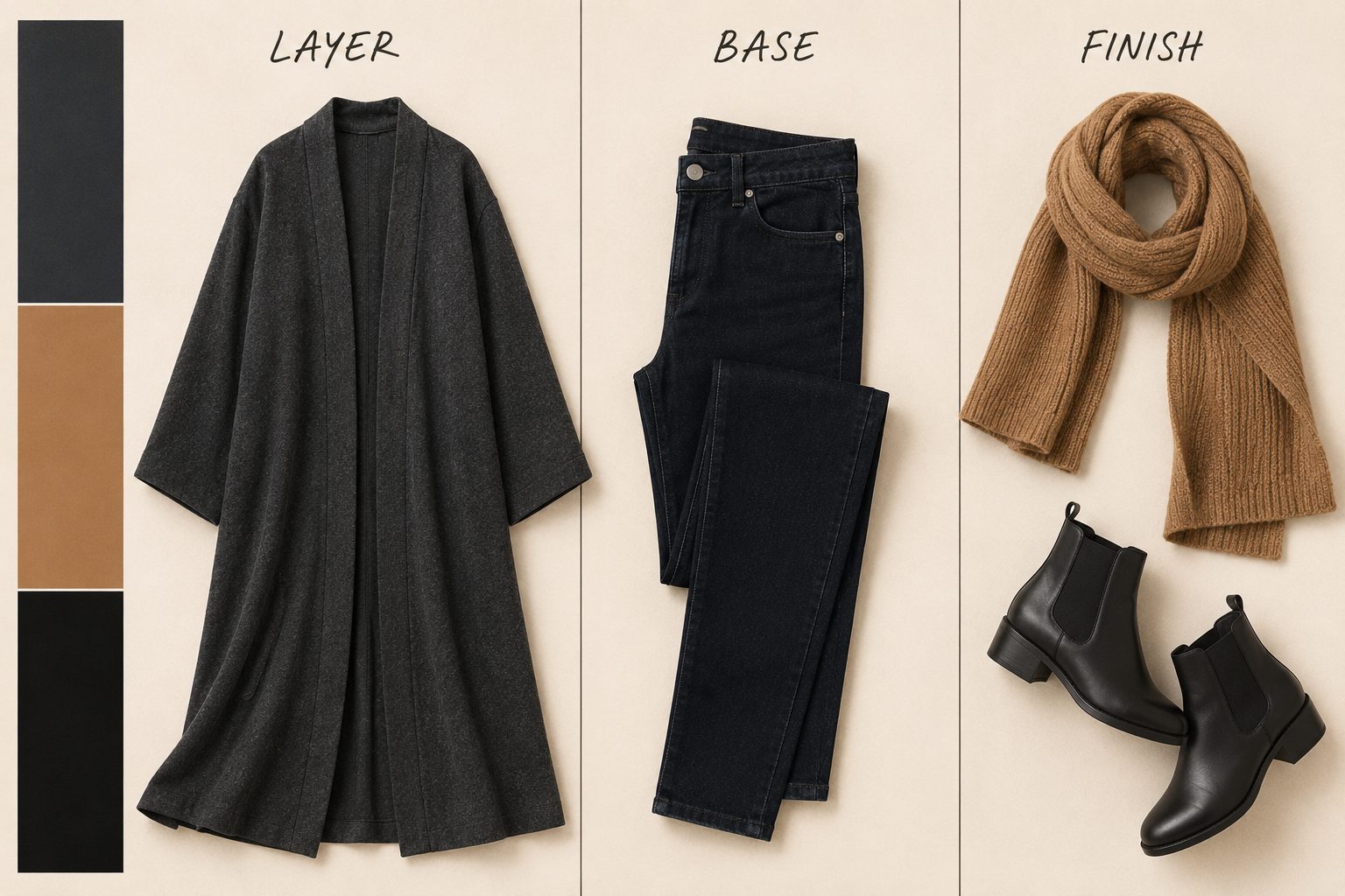 Skinny Jeans and Ankle Boots Under a Wool-Blend Abaya for Winter