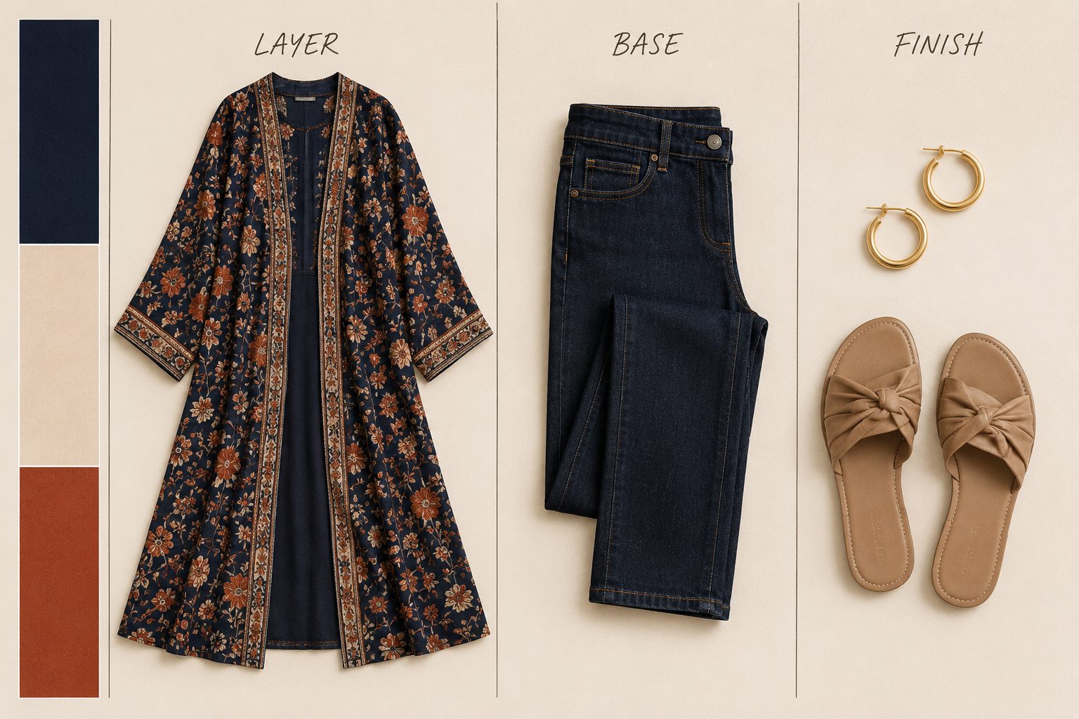 Straight Jeans Under a Floral-Print Abaya for Spring
