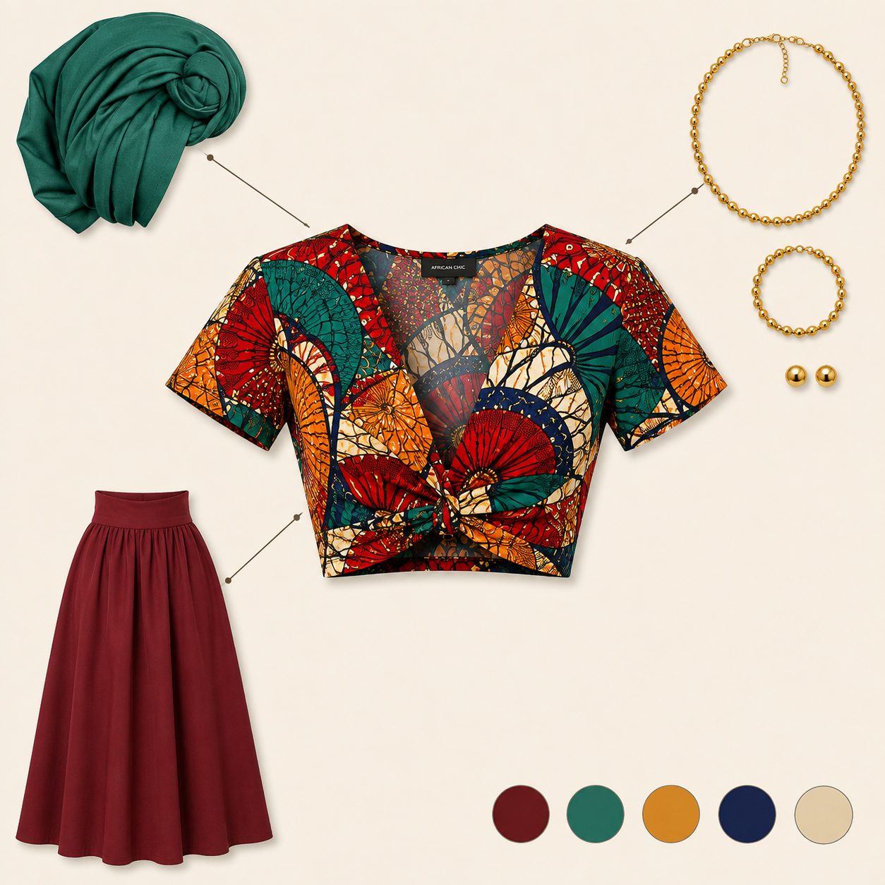 Crop Top and Matching Headwrap for a Cultural Event