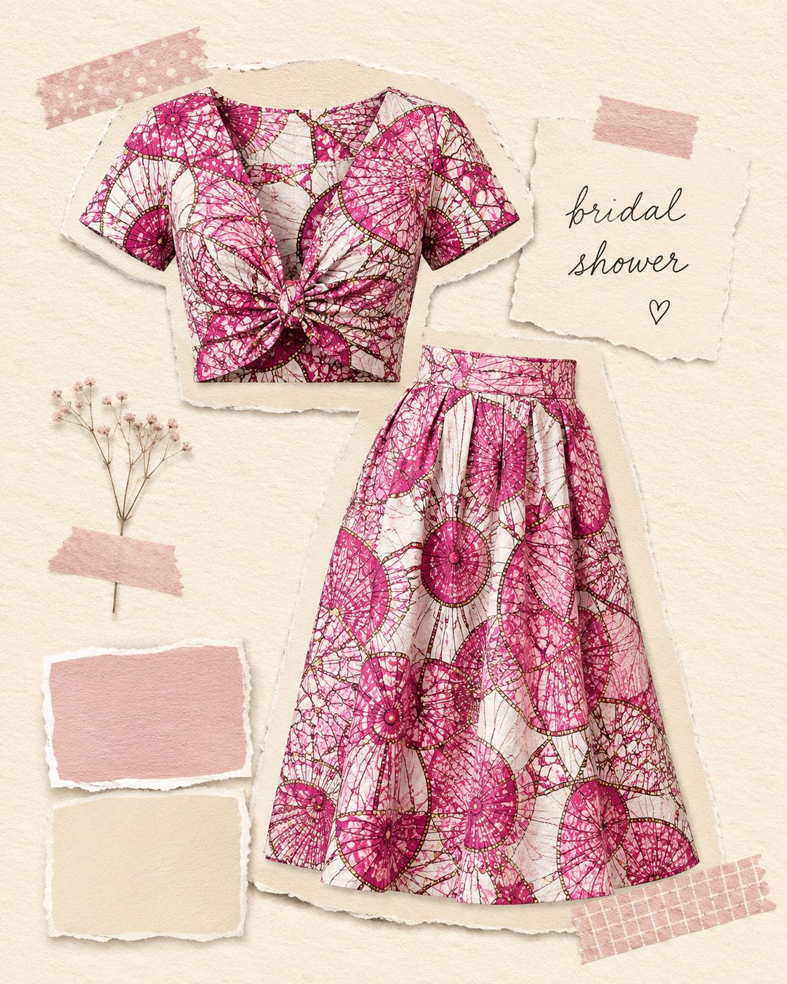 Crop Top Two-Piece Set for a Bridal Shower