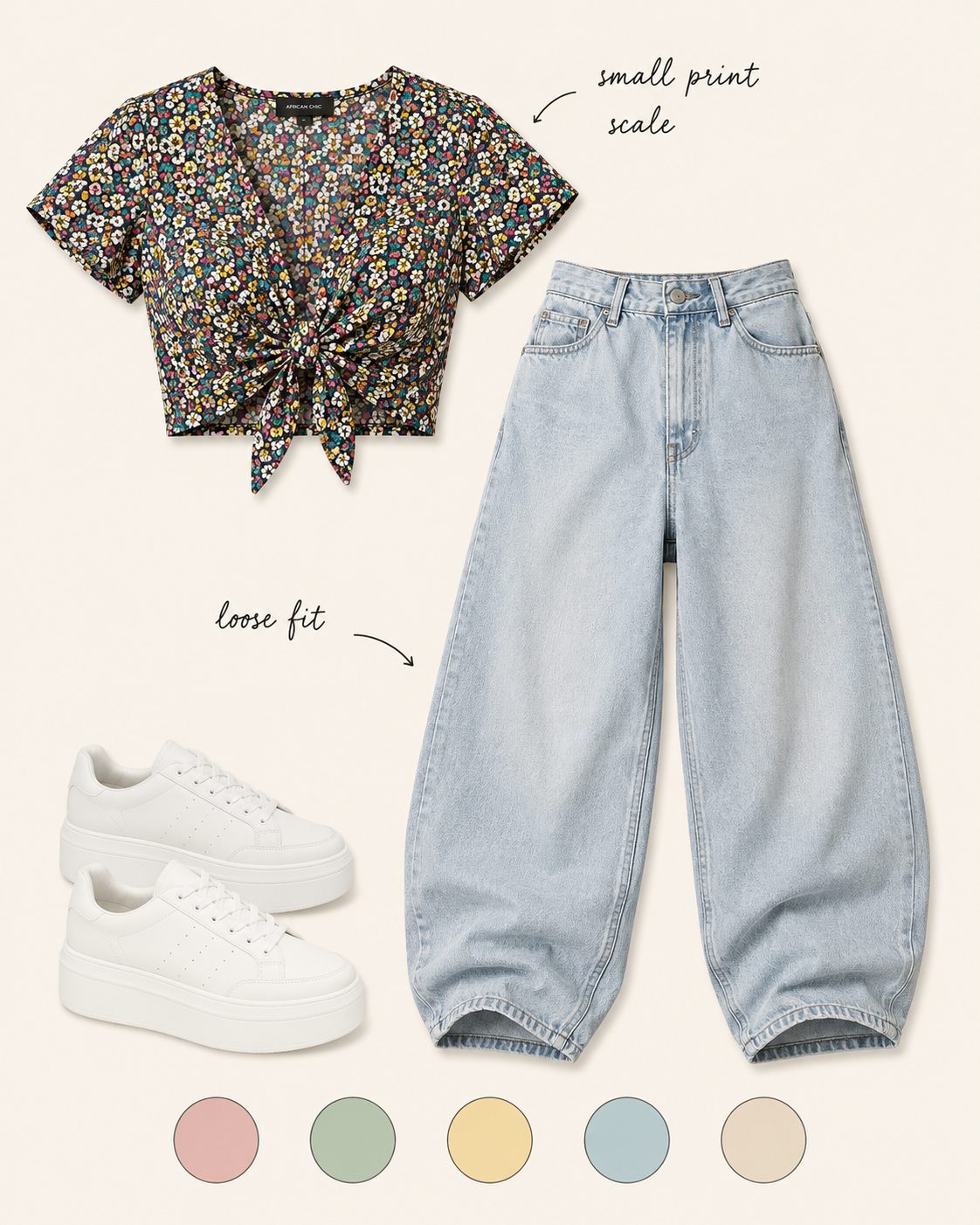 Loose-Fit Crop Top With Baggy Jeans for a Petite Frame